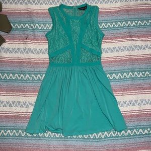 Topshop Petite turquoise sleeveless fit and flare dress